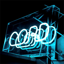 neon sign in acrylic case